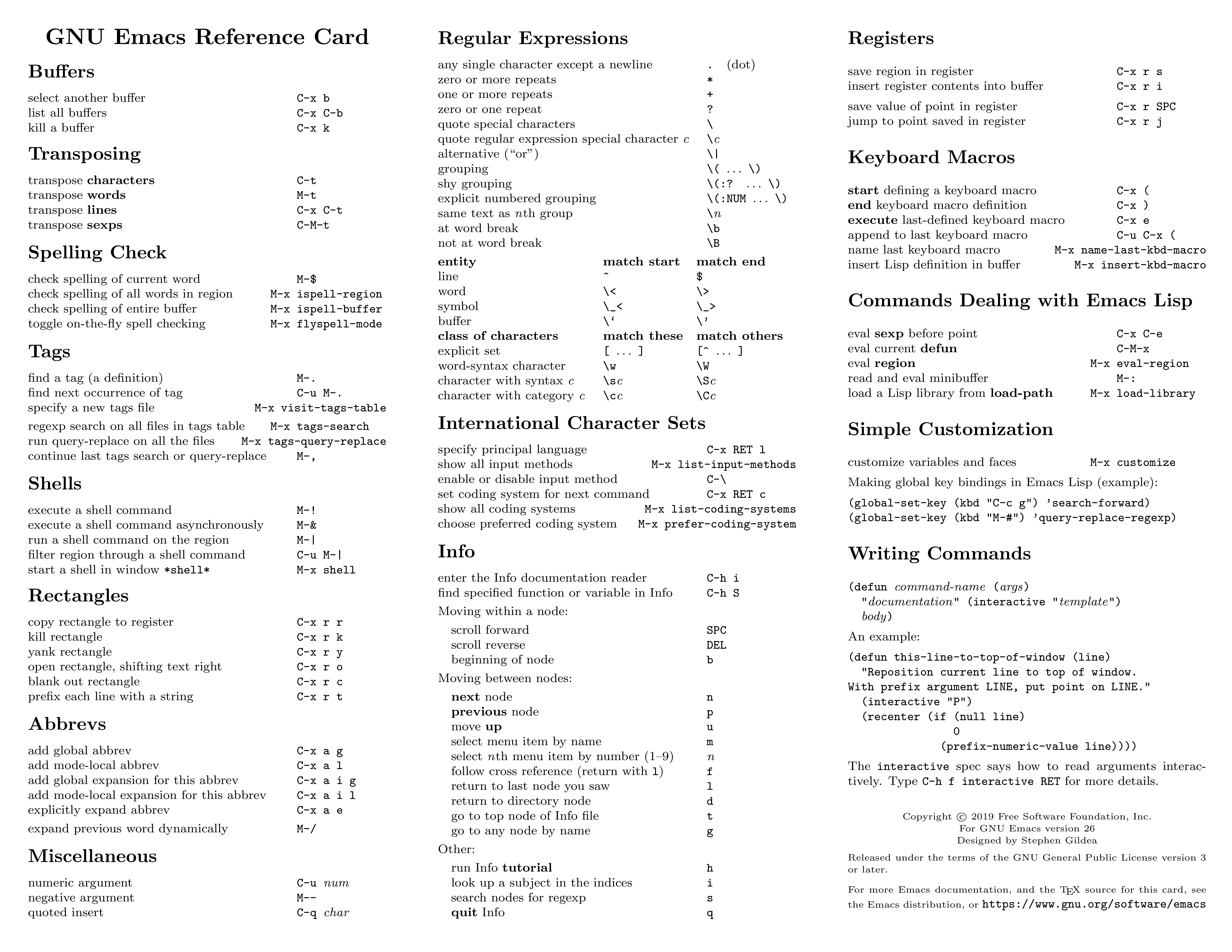 emacs Reference Card (page 2)